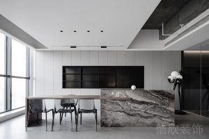 黑白灰現(xiàn)代風(fēng)格辦公空間石材吧臺裝修設(shè)計(jì)